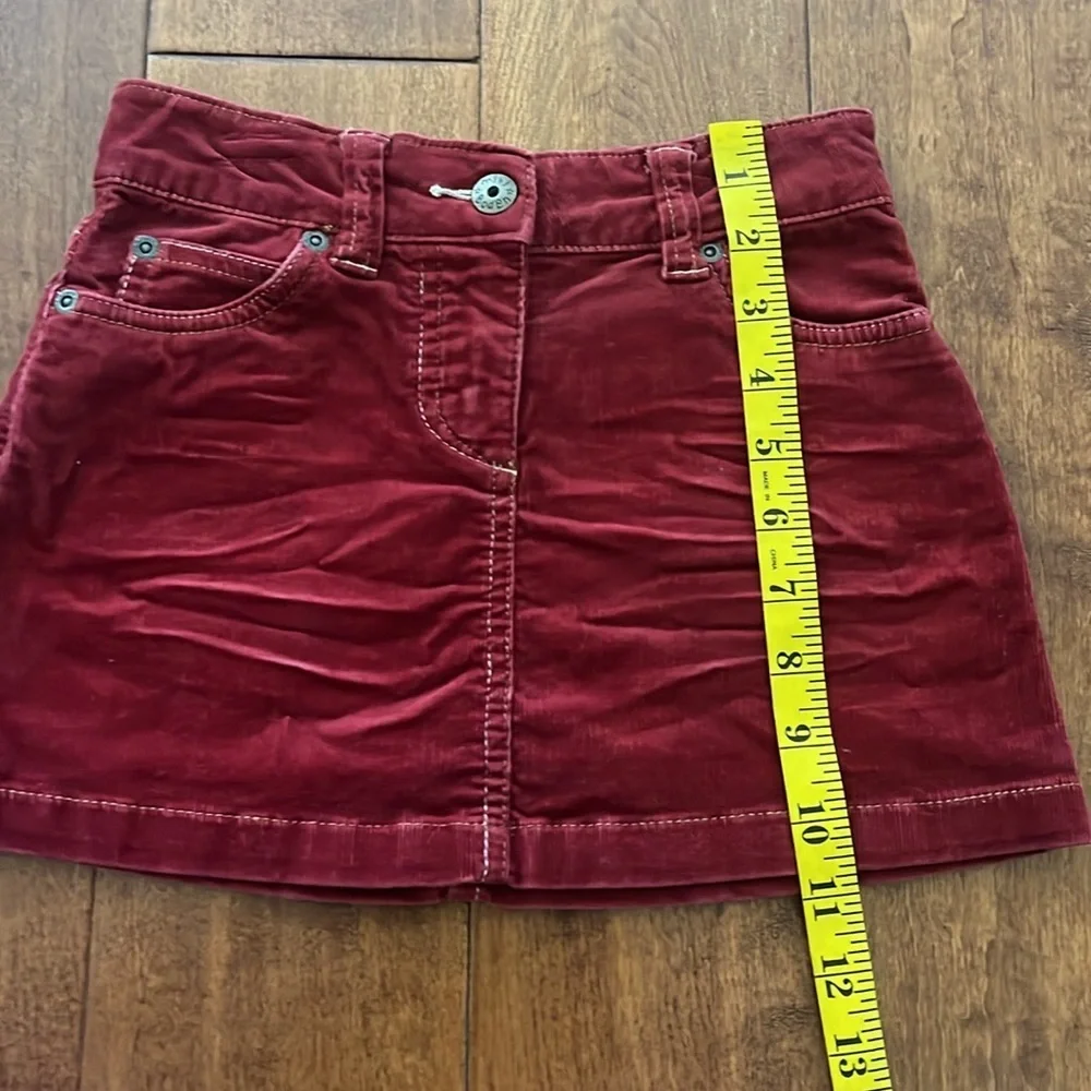 Mini Boden Burgundy CorduroyHeart Pocket Skirt Size 5-6 Y